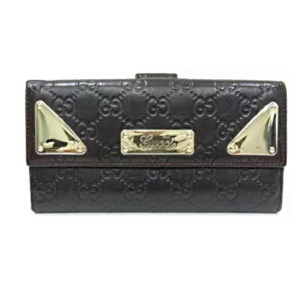 Gucci Snap Closure Long Wallet Bi fold Guccissima Leather Brown - Picture 1 of 1